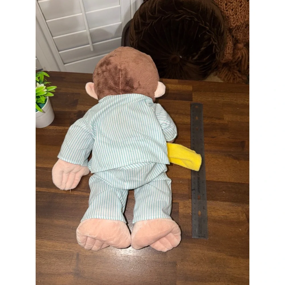 Gund Curious George Plush in Blue Striped Pajamas with Yellow Blanket 15 Inch